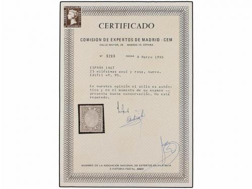 (*) ESPAÑA. Ed. 95. 25 mils. azul y rosa. Excelente centraje