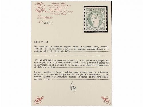 * ESPAÑA. Ed. 114. 19 cuartos verde. Excelente centraje. LUJ