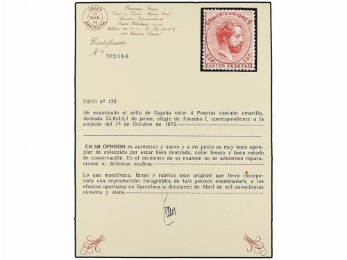 * ESPAÑA. Ed. 128. 4 pts. castaño rojo. Excelente centraje,