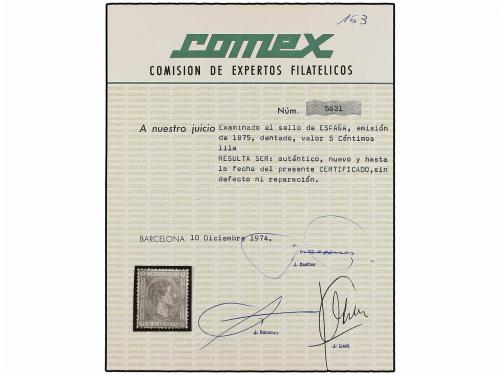 * ESPAÑA. Ed. 163. 5 cent. lila. Centraje perfecto. LUJO. Ce