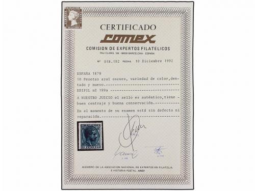 * ESPAÑA. Ed. 199. 10 pts. azul. Color excepcional y buen ce