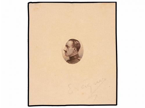 ESPAÑA. PRUEBA DE CENTRO en color violeta, se acompaña Ensay