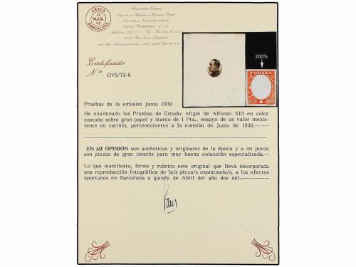 ESPAÑA. PRUEBA DE CENTRO en color violeta, se acompaña Ensay