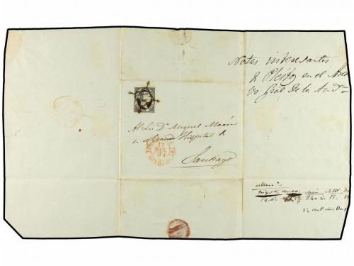 ¿ ESPAÑA. Ed. 6. 1851. FUENSAGRADA a CORUÑA. Envuelta de tri