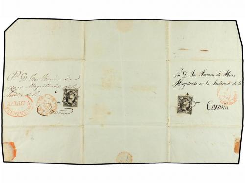 ¿ ESPAÑA. Ed. 6. 1851. FUENSAGRADA a CORUÑA. Envuelta de tri