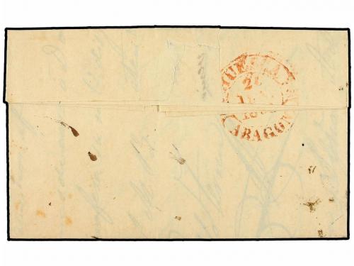 ¿ ESPAÑA. Ed. 6. 1851. BARBASTRO a HUESCA. 6 cuartos negro,