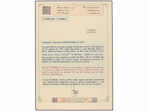 ¿ ESPAÑA: PREFILATELIA. 1841 (10 Agosto). BARCELONA a SAN JU