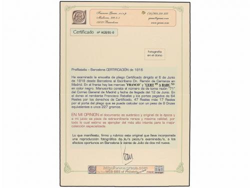 ¿ ESPAÑA: PREFILATELIA. 1816 (6 Junio). BARCELONA a MADRID.