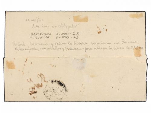 ¿ ESPAÑA. Ed. 133 (4). 1873. BARCELONA a FRANCIA. 10 cts. ve