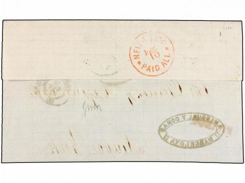 ¿ ESPAÑA. Ed. 135, 137. 1872. FRONTAL. BARCELONA a NEW YORK.