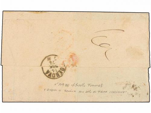 ¿ ESPAÑA. Ed. 149. 1874. BARCELONA a GÉNOVA. 50 cts. amarill