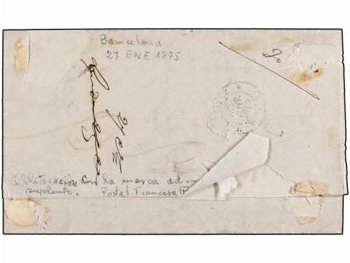 ✉ ESPAÑA. Ed. 148. 1875. BARCELONA a MARSELLA. 40 cts. viole