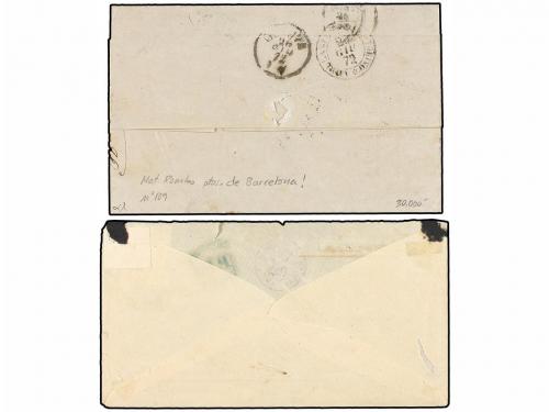 ¿ ESPAÑA. Ed. 109, 113. 1872. 2 cuartos con sello de 200 mil