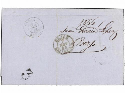 ¿ ESPAÑA. Ed. 80. 1866. BARCELONA a BERJA. 2 cuartos rosa, t