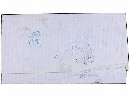 ¿ ESPAÑA. Ed. 65. 1864. BARCELONA a PARÍS. 12 cuartos verde,