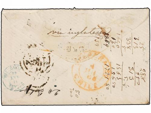 ¿ ESPAÑA. Ed. 73A (2). 1865. BARCELONA a VALPARAISO (Chile).