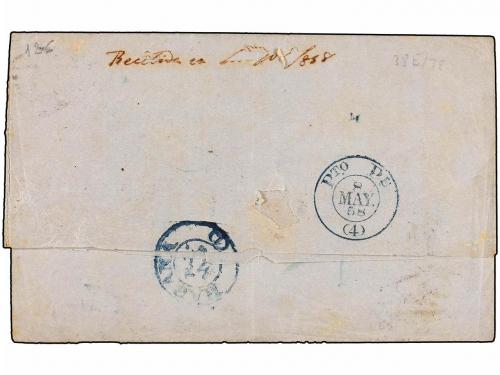 ✉ ESPAÑA. Ed. 41. 1856. BARCELONA a PUERTO PRINCIPE. 1 real 