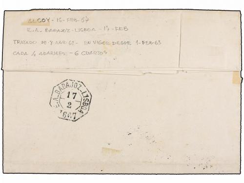¿ ESPAÑA. Ed. 87 (2), 88 (2). 1867. ALCOY a LISBOA. 2 cuarto
