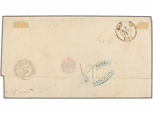 ¿ ESPAÑA. Ed. 122, 124, 126. 1872. BARCELONA a BUENOS AIRES.