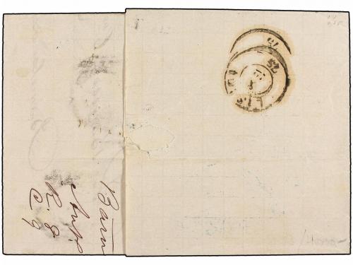 ¿ ESPAÑA. Ed. 163, 164. 1875. BARCELONA a LISBOA. 5 cts. gri