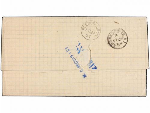 ✉ ESPAÑA. Ed. 204, 210. 1884. BARCELONA a BUENOS AIRES. 15 c