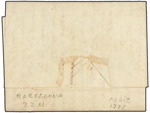 ✉ ESPAÑA: PREFILATELIA. 1772 (30 Junio). CÁDIZ a GÉNOVA. Mar