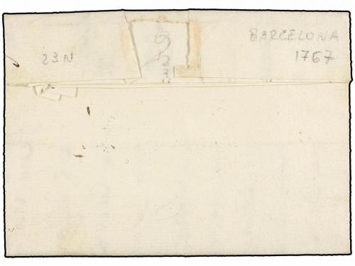 ✉ ESPAÑA: PREFILATELIA. 1767 (15 Agosto). BARCELONA a MARSEL