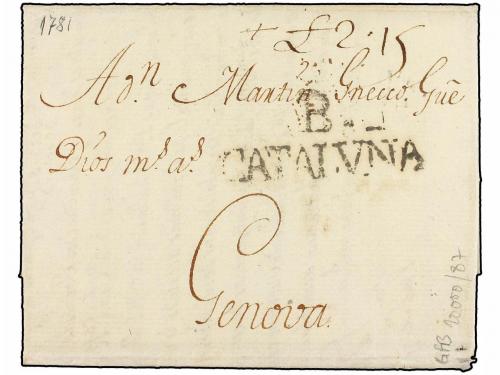 ✉ ESPAÑA: PREFILATELIA. 1781. MADRID a GÉNOVA. Circulada via