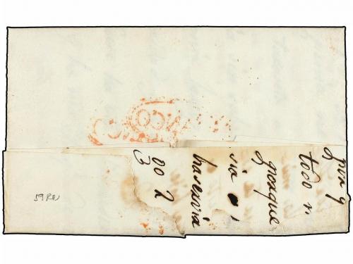 ✉ ESPAÑA: PREFILATELIA. 1828 (15 Marzo). BARCELONA a GERONA.