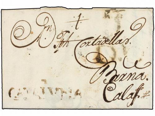 ✉ ESPAÑA: PREFILATELIA. 1792 (7 Octubre). ULLDECONA a CALAF.