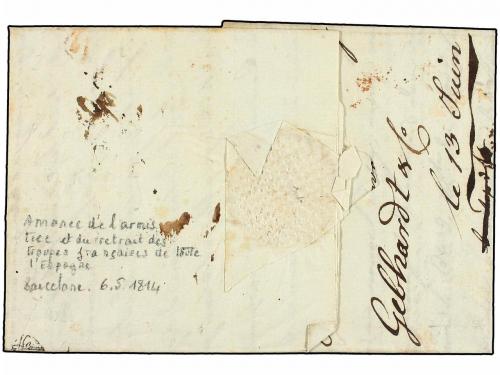 ✉ ESPAÑA: PREFILATELIA. 1814 (6 Mayo). BARCELONA a HERRNHUT 