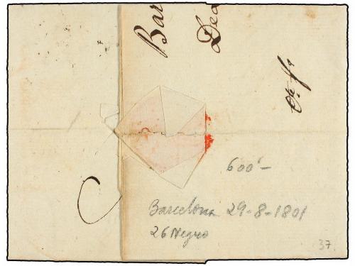 ✉ ESPAÑA: PREFILATELIA. 1801. BARCELONA a SCHWITS (Suiza). M