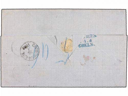 ¿ ESPAÑA. 1868. BARCELONA a ARENDAL (Noruega). Circulada vía