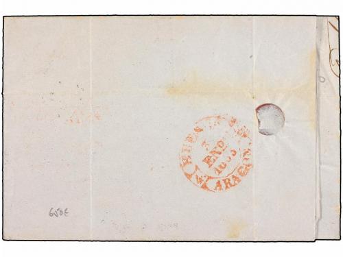 ✉ ESPAÑA. Ed. 17. 1853. BARCELONA a HUESCA. 6 cuartos rojo, 