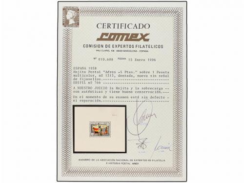 ** ESPAÑA. Ed. 766. HB. Aéreo + 5 pts. LUJO. Cert. COMEX. Ca
