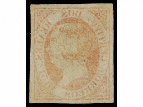 * ESPAÑA. Ed. 8. 2 reales naranja, restos de goma original.