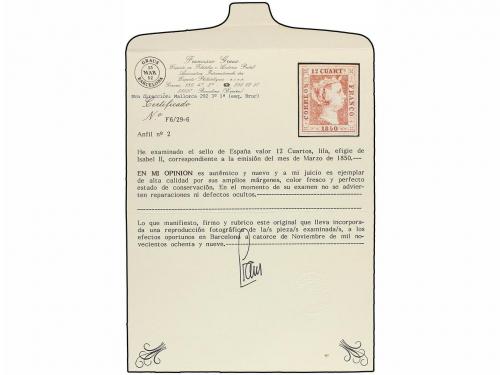 (*) ESPAÑA. Ed. 2. 12 cuartos lila. PIEZA DE LUJO. Cert. EXF