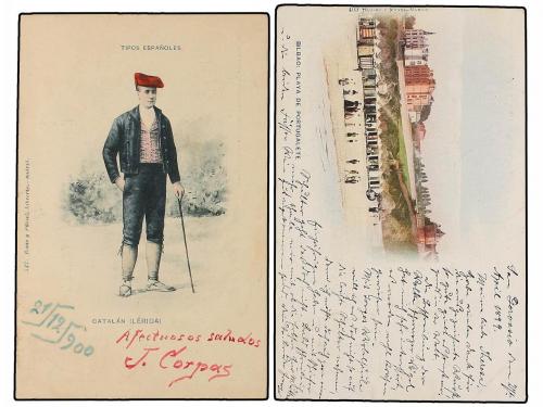 ¿ ESPAÑA. Ed. 214 (5), 217. 1899-1900. Dos tarjetas postales