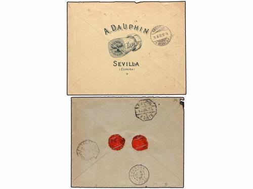 ✉ ESPAÑA. Ed. 242 (5) y 252. 1902-04. Dos cartas con franque