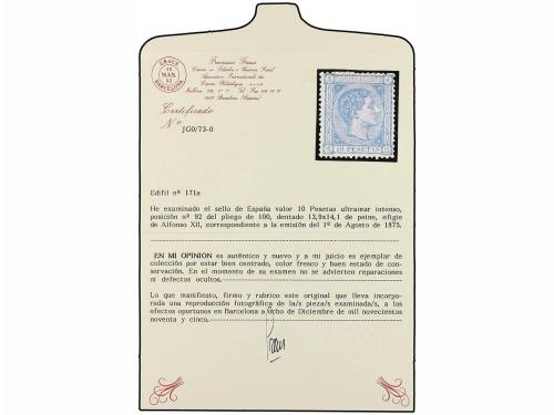 * ESPAÑA. Ed. 171. 10 pts. ultramar. Color muy fresco y buen