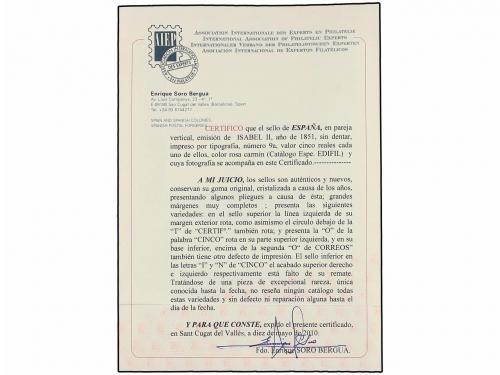 * ESPAÑA. Ed. 9 (2). 5 reales rosa carmín. Pareja vertical c