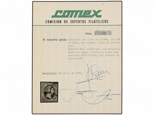 ° ESPAÑA. Ed. 7b. 12 cuartos gris. MAGNÍFICO EJEMPLAR. Cert