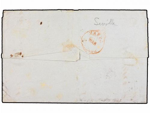 ✉ ESPAÑA. Ed. 33F. 1855. SEVILLA a ZAFRA. 4 cuartos rosa FAL