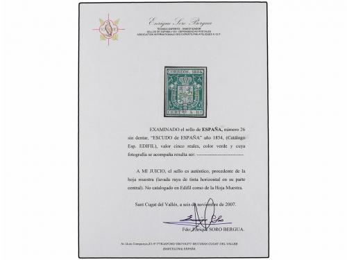 (*) ESPAÑA. Ed. 26M. 5 reales verde. Raya de tinta lavada, p