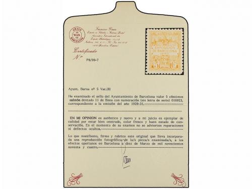 * ESPAÑA: AYUNTAMIENTO DE BARCELONA. Ed. 5E a/k. EMISIÓN ESP