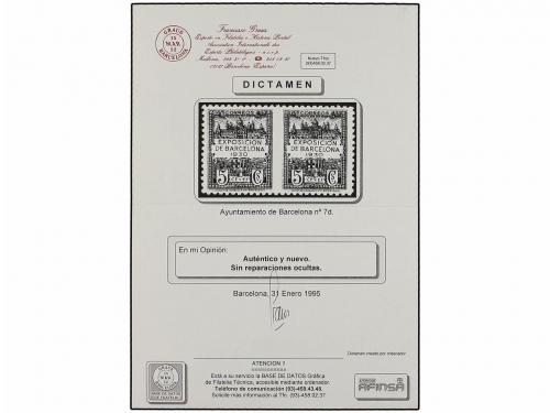 ** ESPAÑA: AYUNTAMIENTO DE BARCELONA. Ed. 7sph. 5 cts. azul