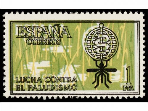 ** ESPAÑA. Ed. 1479. MALARIA. 1 pta. COLOR NEGRO DESPLAZADO.