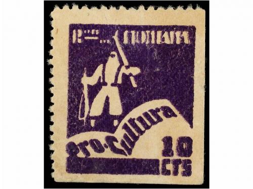 ESPAÑA GUERRA CIVIL. PRO CULTURA. BON. MONTAÑA. 10 cts. rojo