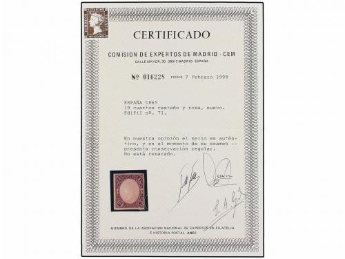 (*) ESPAÑA. Ed. 71. 19 cuartos castaño y rosa. Muy bonito ej