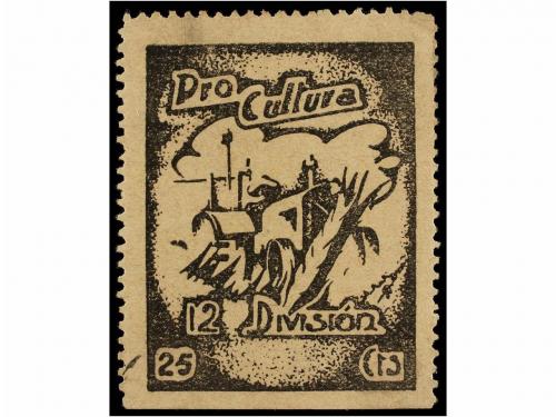 ESPAÑA GUERRA CIVIL. PRO CULTURA. 12 DIVISIÓN. 25 cts. casta